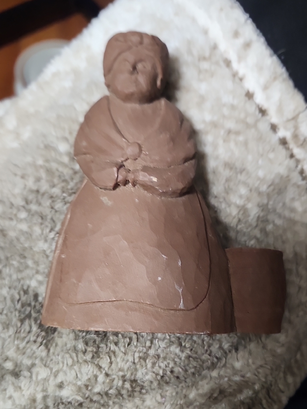 Handmade Brown Ceramic Figurine Sculpture by